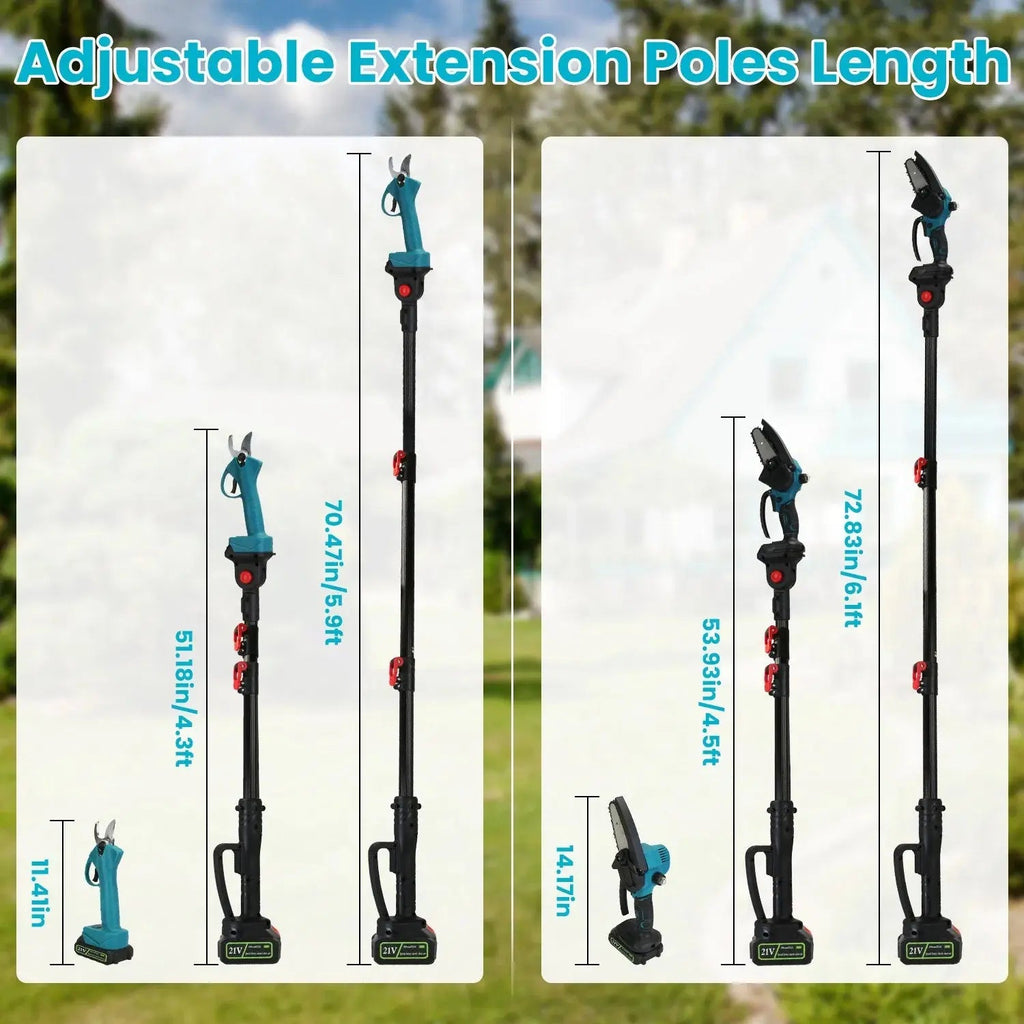4 - in - 1 Electric Pole Saw & Pruning Shear Combo With Dual Batteries - soilcommander