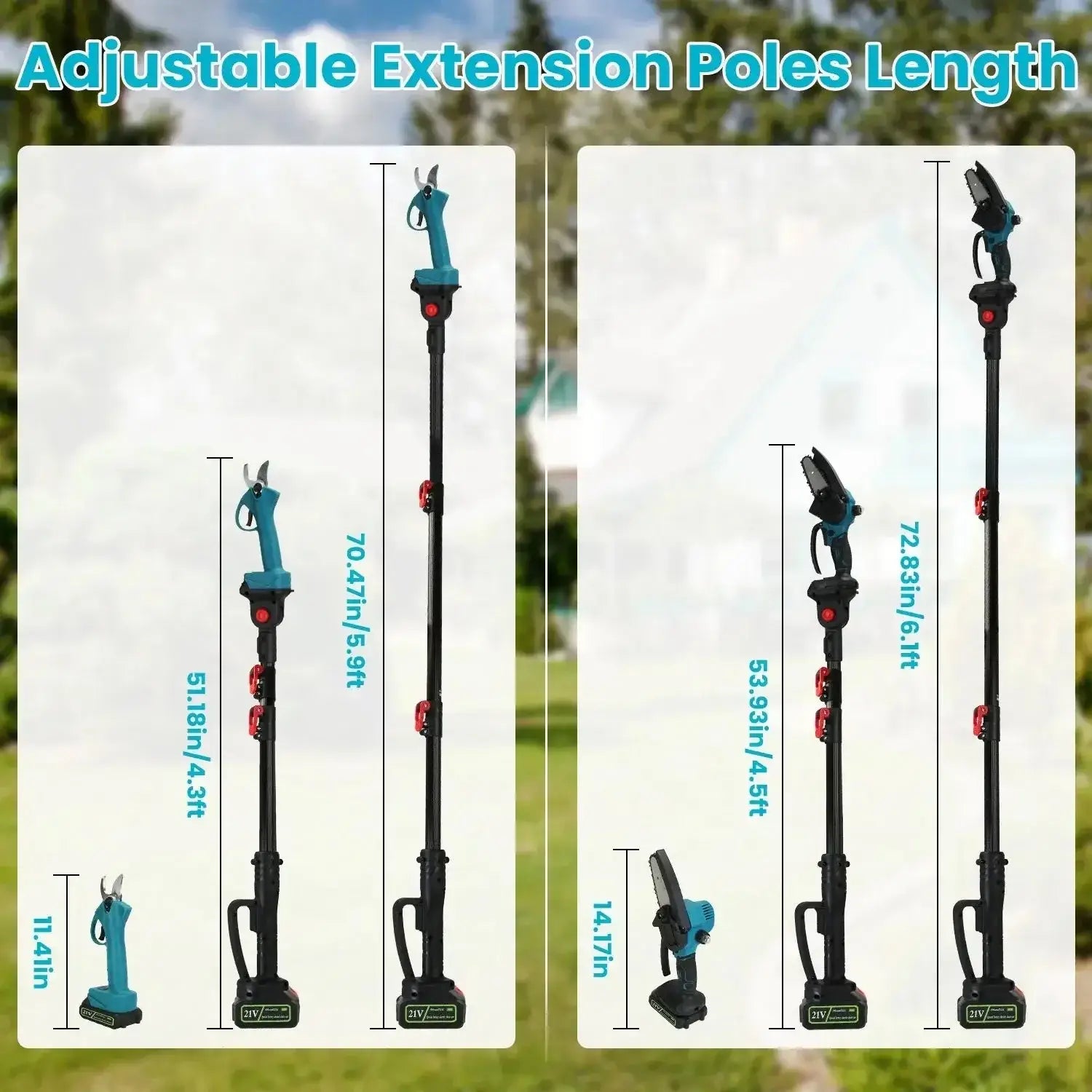 4 - in - 1 Electric Pole Saw & Pruning Shear Combo With Dual Batteries - soilcommander