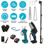 4 - in - 1 Electric Pruning Shears & Pole Saws with 2Pcs 3000mAh Batteries - soilcommander