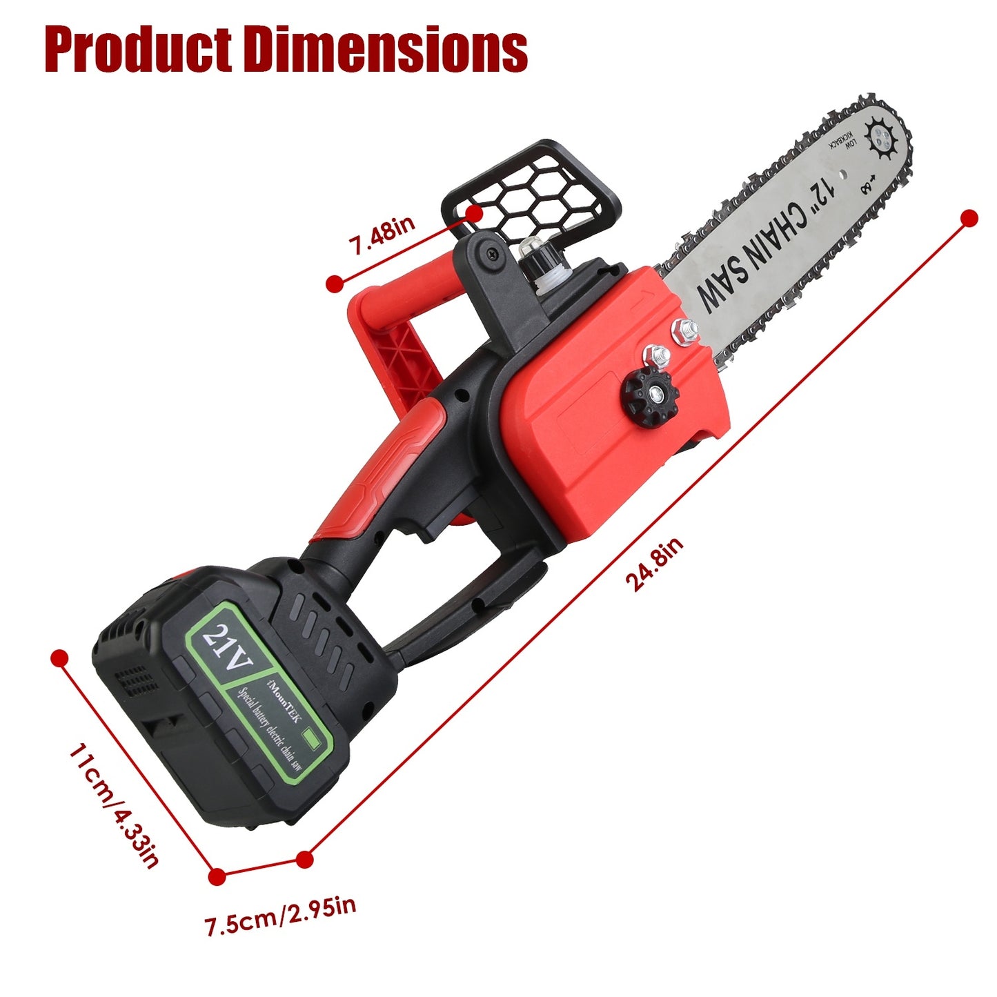 1Pc 12Inch Electric Cordless Chainsaw With 2Pcs 21V 3000mAh Battery And Charger Brushless Battery Operated Handheld Chainsaw With Auto Oiler Safety Switch For Tree Trimming Wood Cutting