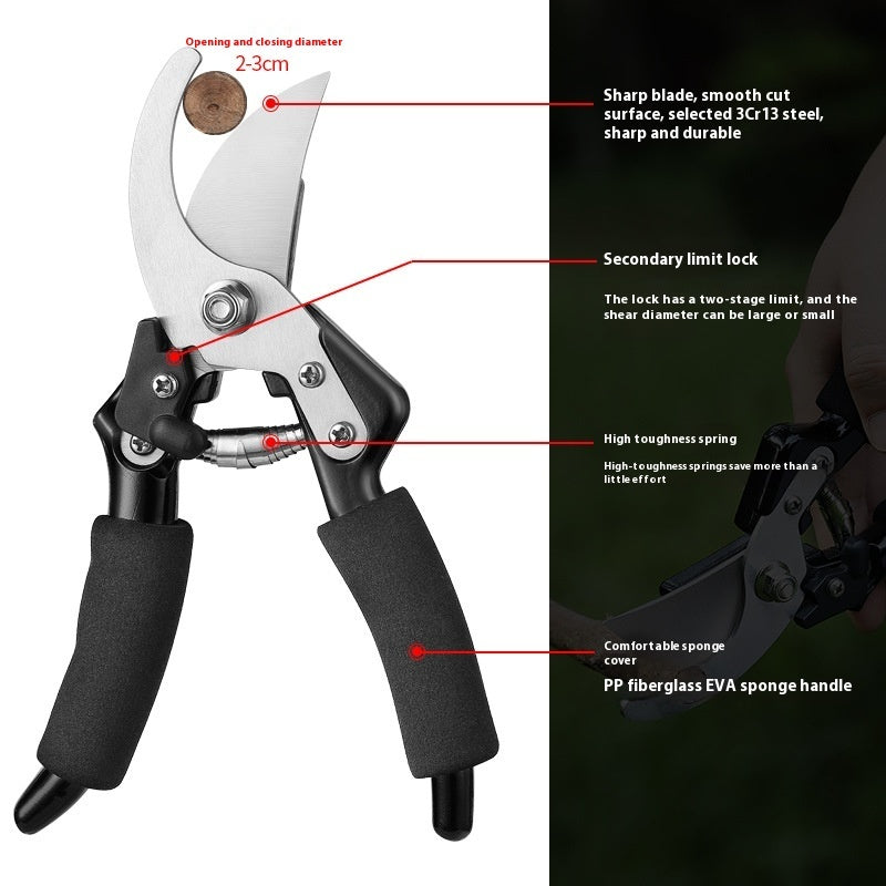 Ergonomic Stainless Steel Pruning Shears for Coarse Branch Shears