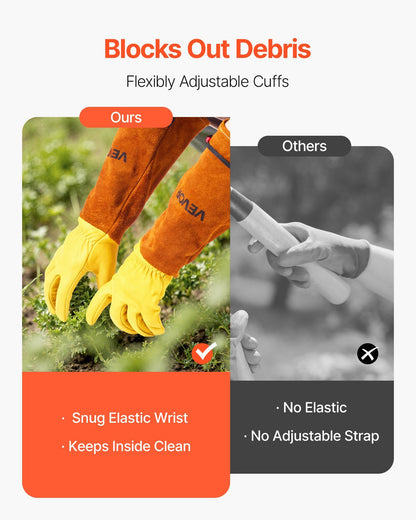 Gardening Gloves Thorn Proof Long Leather Rose Pruning Gloves For Men & Women