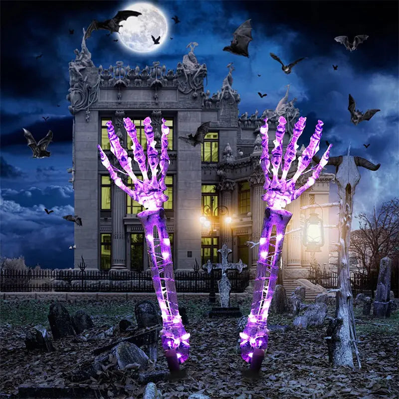 Halloween Festive Decor Spooky LED Skeleton Arm Yard Lights 1