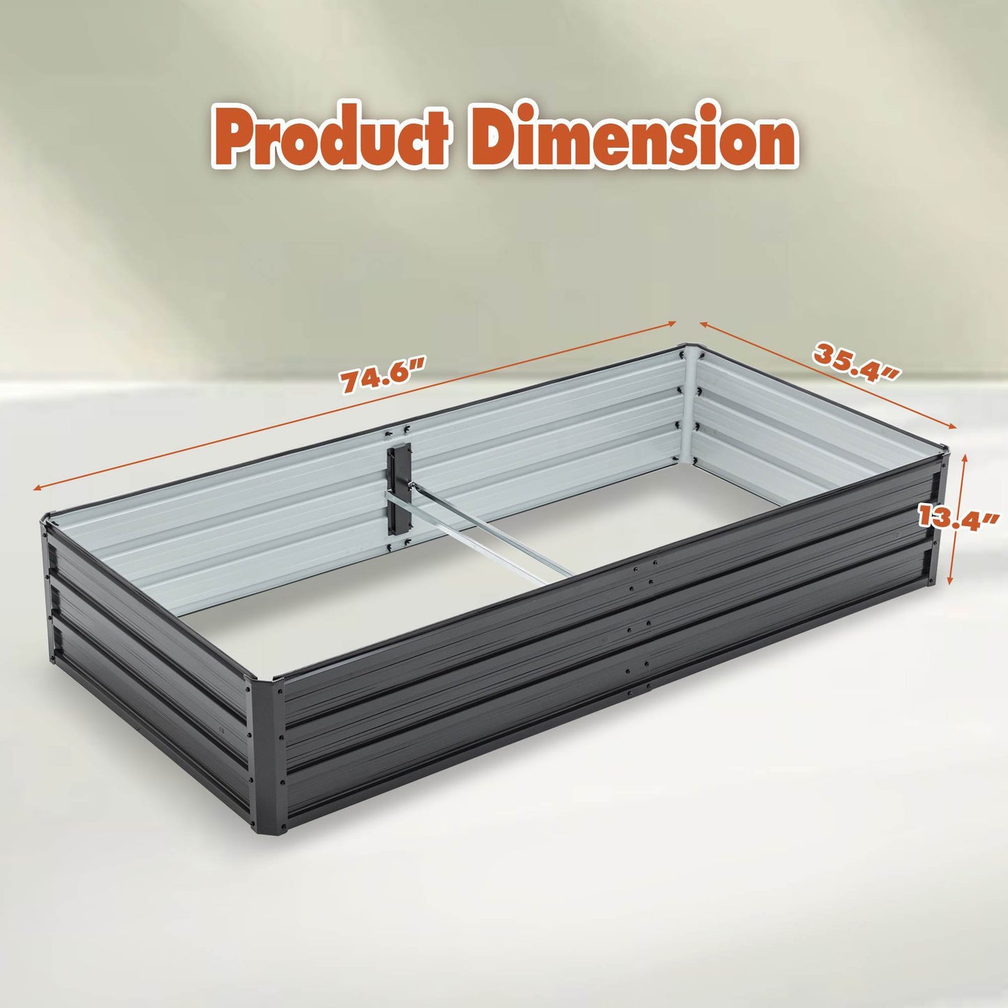 Outdoor Galvanized Raised Garden Bed Kit, Black Rectangle Planter For Vegetables, Fruits, And Herbs