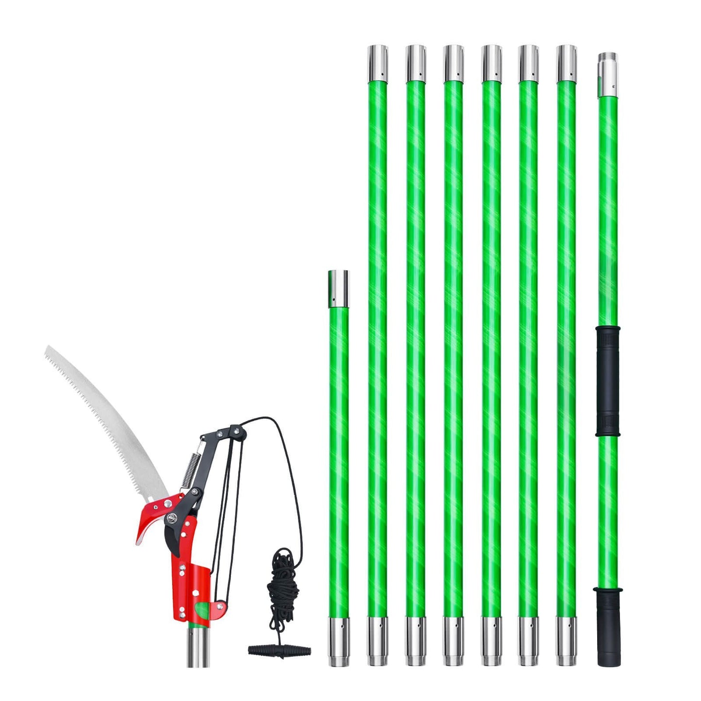Manual Pole Saw Extendable Pole Tree Pruner 3.87 - 27 Ft With Scissors