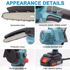 8 - Inch Cordless Mini Chainsaw Kit with 2 Batteries - soilcommander