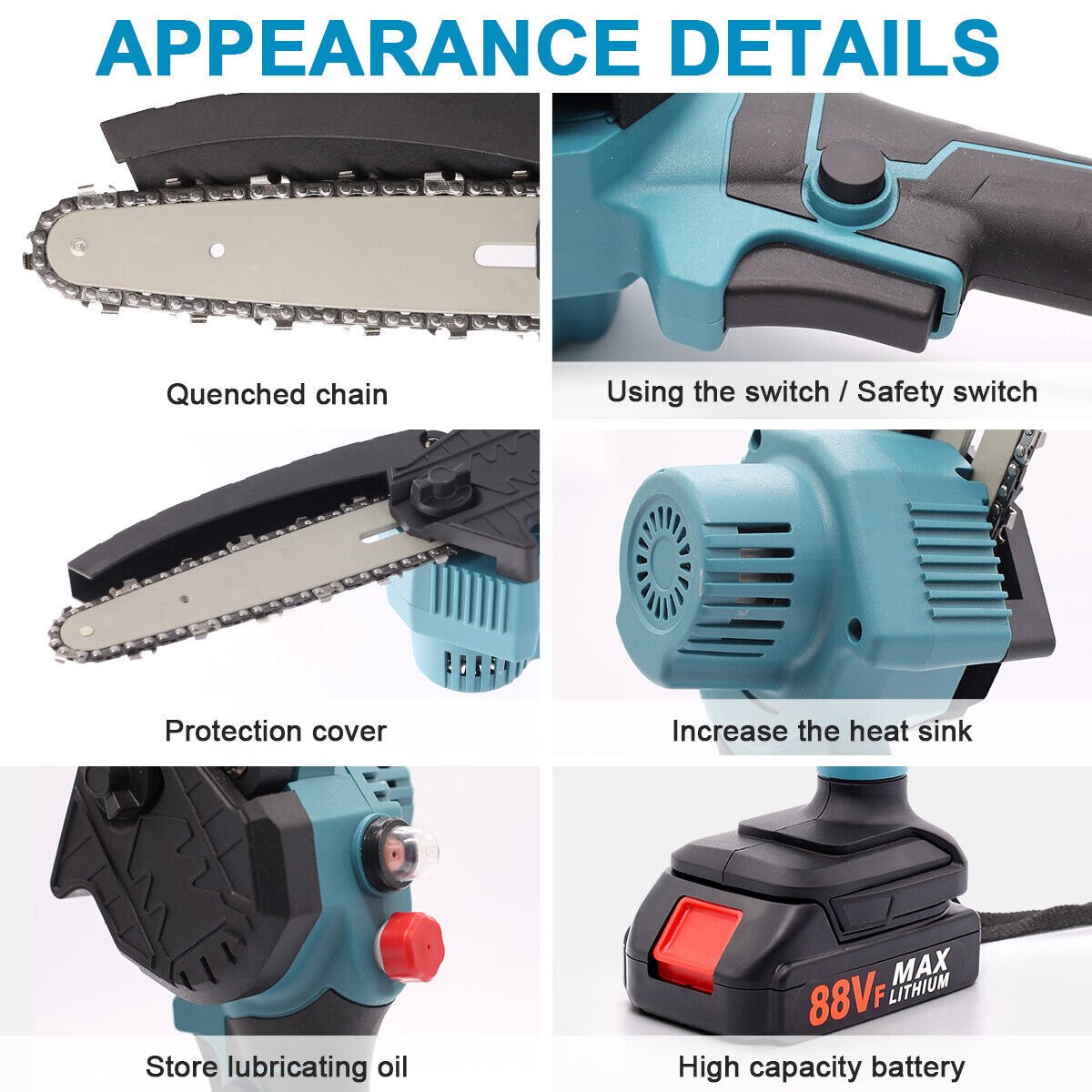 8 - Inch Cordless Mini Chainsaw Kit with 2 Batteries - soilcommander