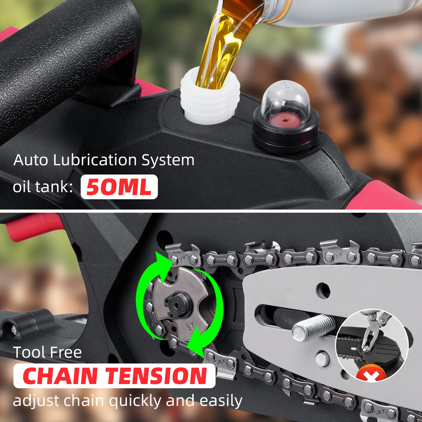 12 Inch Cordless Chainsaw,Electric Handheld Wood Cutter  Battery For 21V