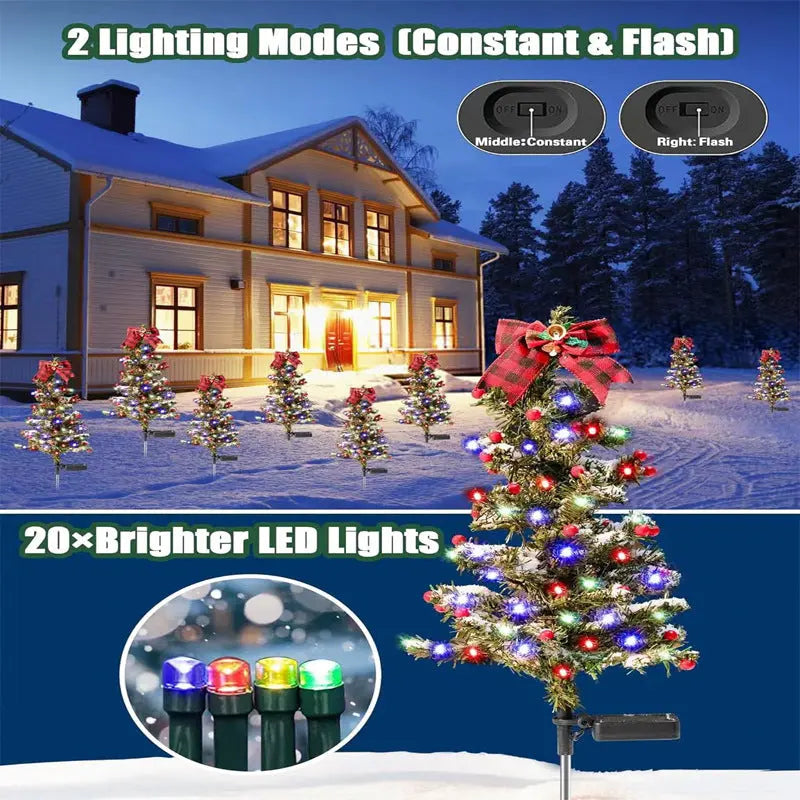 Waterproof Outdoor Christmas Decorations Solar Christmas Tree 2 Modes Yard Stake Christmas Pathway Light For Garden Yard Decor 1