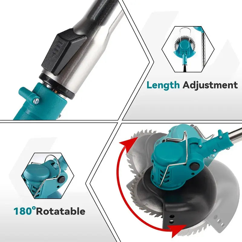 1500W Cordless String Trimmer - 7-Inch Mowing Width 12000RPM Grass Cutter With Telescopic Handle  For MAKITA Batteries 1