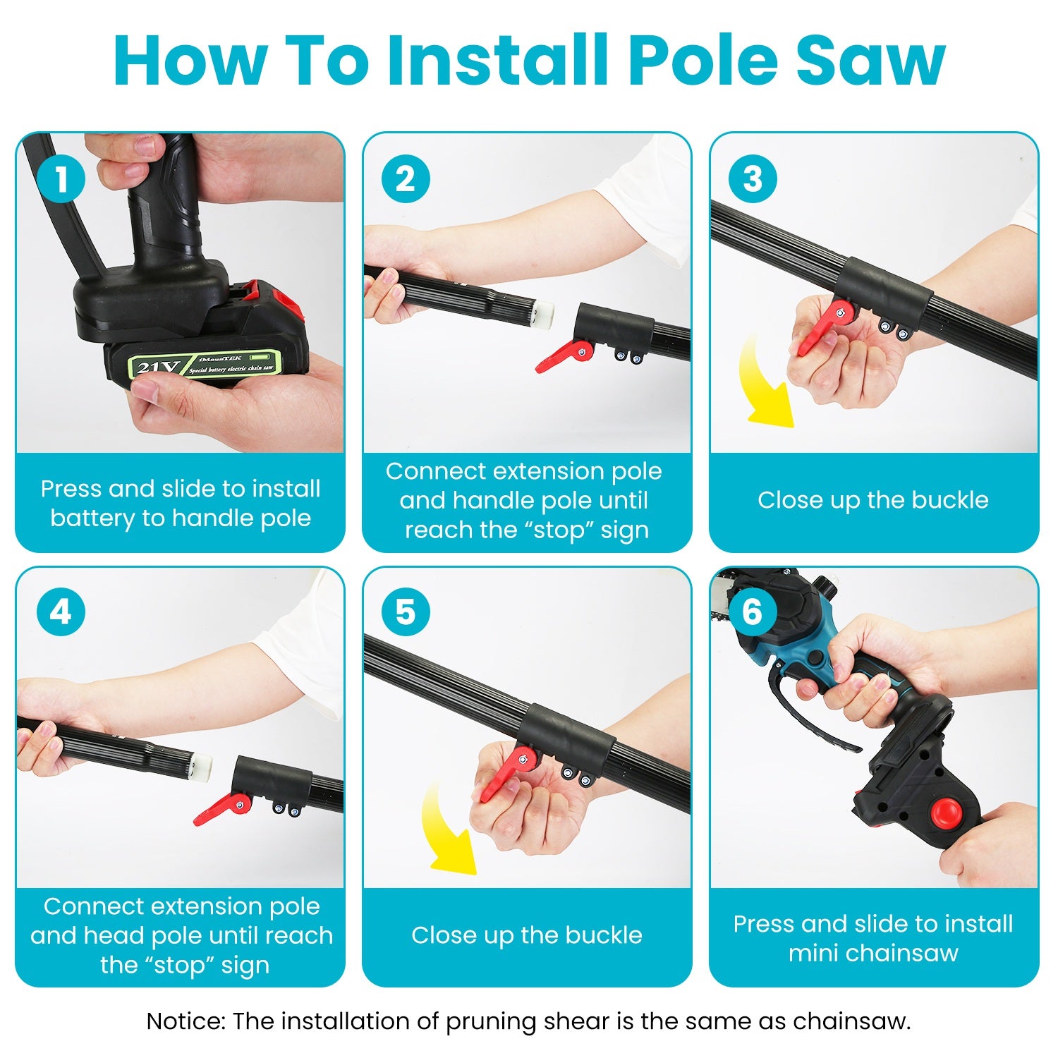 4-in-1 Cordless Pruning Shear with Electric Chainsaw with SK5 Blade