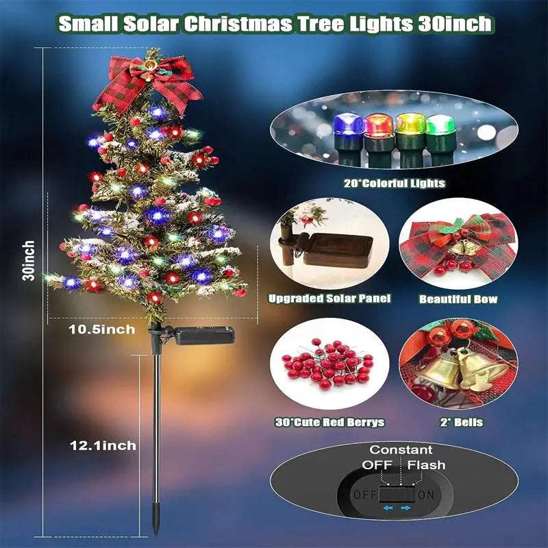 Waterproof Outdoor Christmas Decorations Solar Christmas Tree 2 Modes Yard Stake Christmas Pathway Light For Garden Yard Decor 1