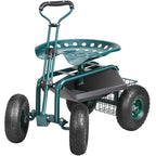 Heavy-Duty Garden Scooter Cart with Steering Handle