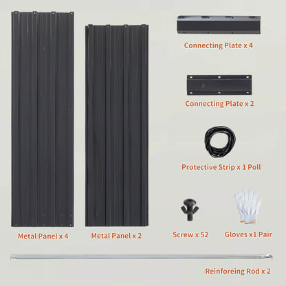 Outdoor Galvanized Raised Garden Bed Kit, Black Rectangle Planter For Vegetables, Fruits, And Herbs