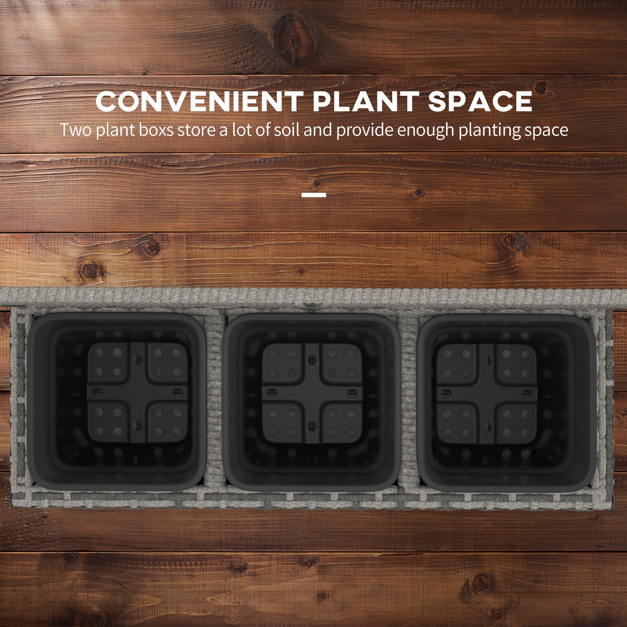 33L Garden PE Rattan Planter With Trellis, Free Standing Flower Raised Bed For Garden, Garden Planter For Climbing Plants, 84cm X 30cm X 107cm, Light Grey