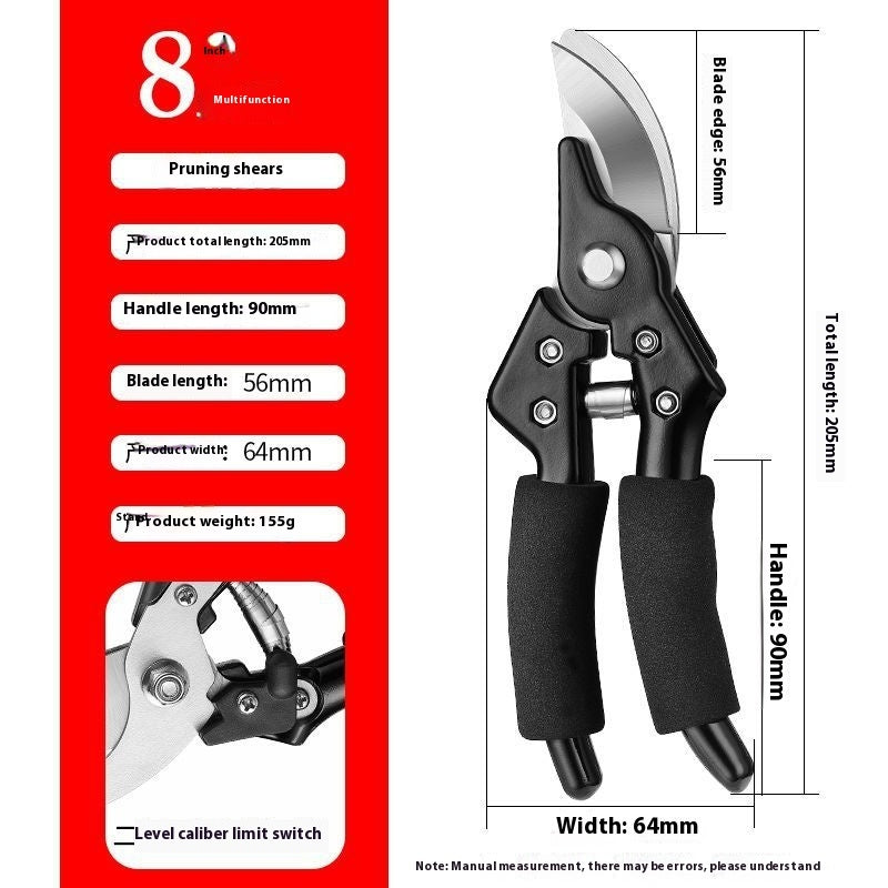Ergonomic Stainless Steel Pruning Shears for Coarse Branch Shears