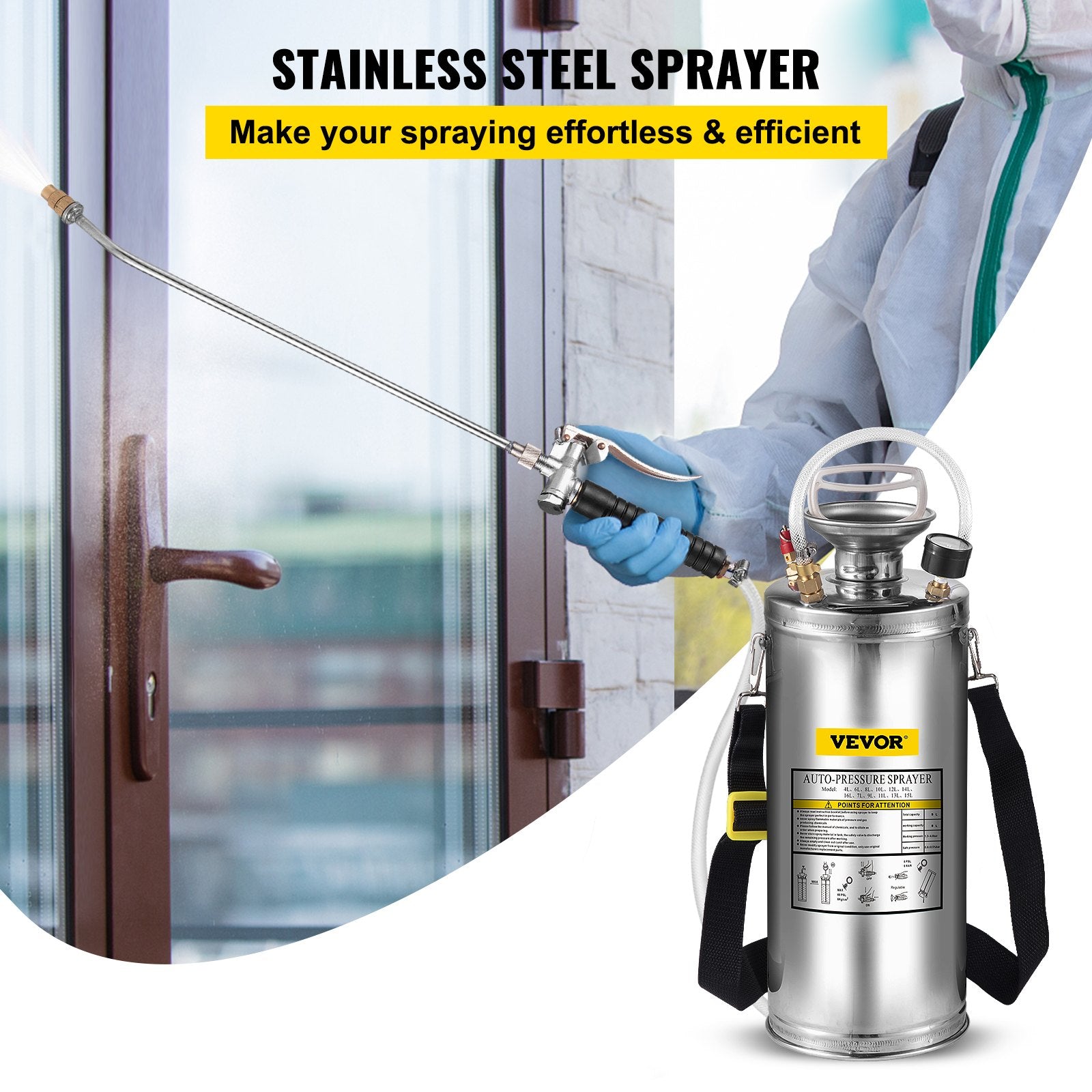 Heavy Duty 8L Stainless Steel Pressure Sprayer