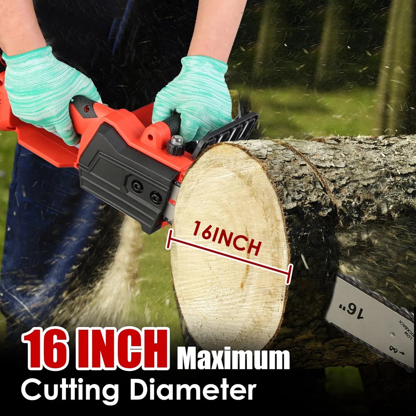 16Inch Electric Cordless Chainsaw With 2Pcs 21V 3.0Ah Battery And Charger Brushless Battery Operated Handheld Chainsaw With Auto Oiler Safety Switch For Tree Trimming Wood Cutting