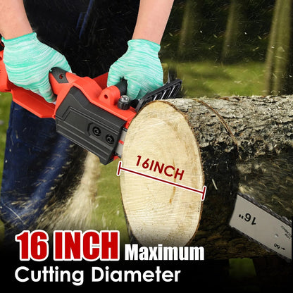 16Inch Electric Cordless Chainsaw With 2Pcs 21V 3.0Ah Battery And Charger Brushless Battery Operated Handheld Chainsaw With Auto Oiler Safety Switch For Tree Trimming Wood Cutting