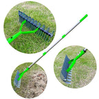 Adjustable Lawn Dethatcher Rake in Stainless Steel - soilcommander