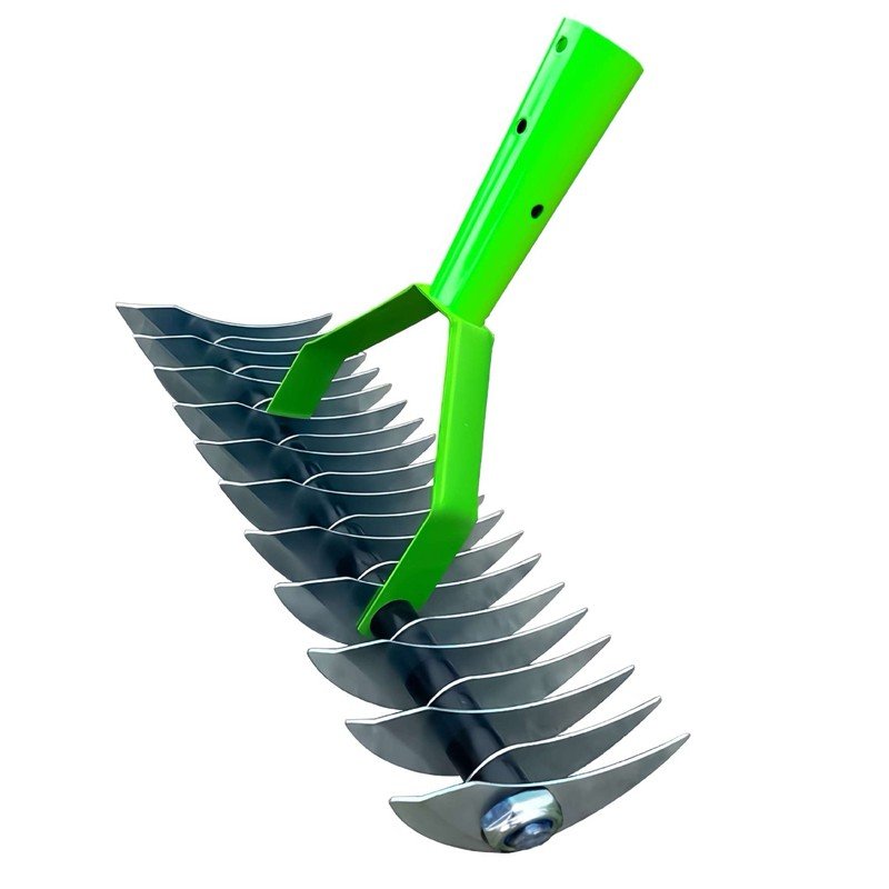 Adjustable Lawn Dethatcher Rake in Stainless Steel - soilcommander