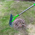 Adjustable Lawn Dethatcher Rake in Stainless Steel - soilcommander