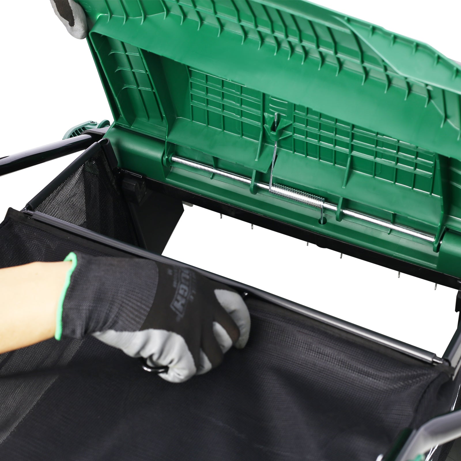 Metal Manual Garden Mower and Dethatcher Scarifier With Removable Collection Bag