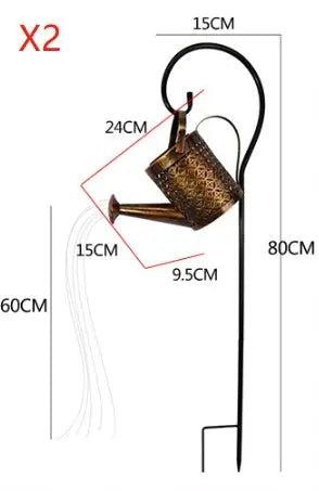 Enchanted Watering Can Outdoor Solar Watering Can Ornament Lamp Garden Art Light Decoration Hollow-out Iron Shower LED Lights 1