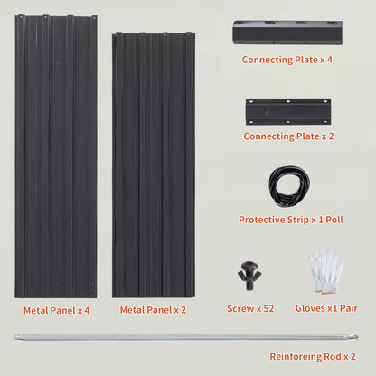 Outdoor Galvanized Raised Garden Bed Kit, Black Rectangle Planter For Vegetables, Fruits, And Herbs