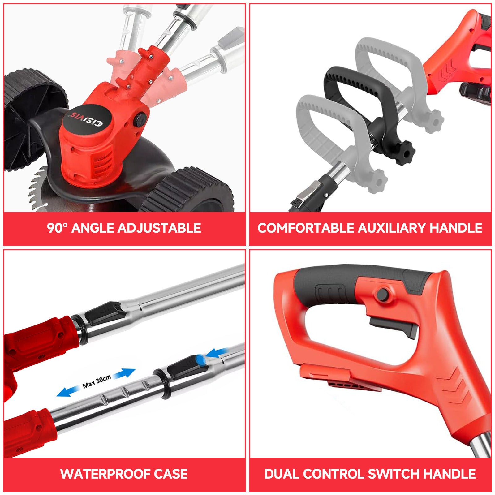 21V Cordless Strimmer Grass Trimmer Tree Cutter Garden Edger Electric 2Batteries