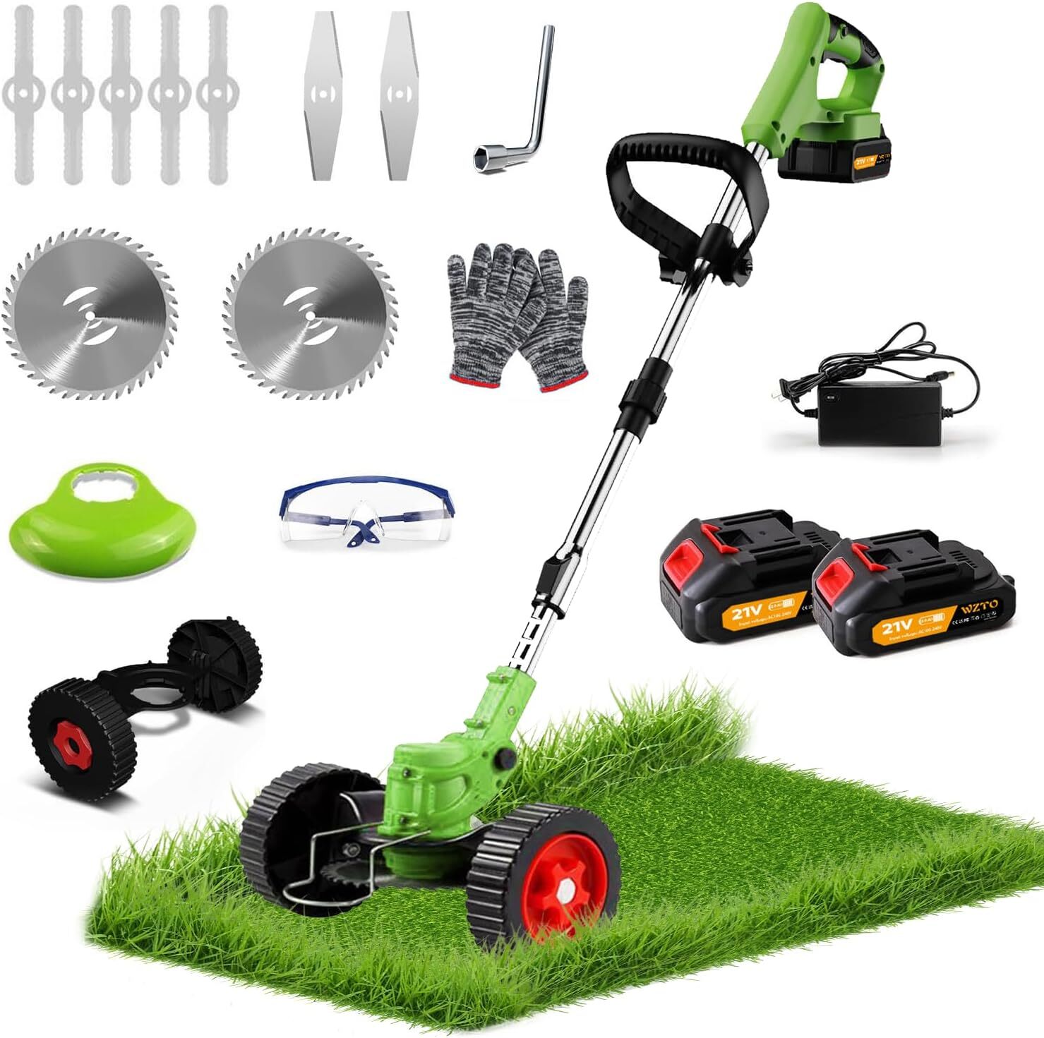 21V Cordless Strimmer Grass Trimmer Tree Cutter Garden Edger Electric 2Batteries