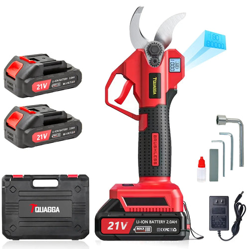 21V Cordless Electric Pruning Shears 28mm Max Cut, 2 Batteries, 6 8H Runtime, Tree Shrub Trimmer 1