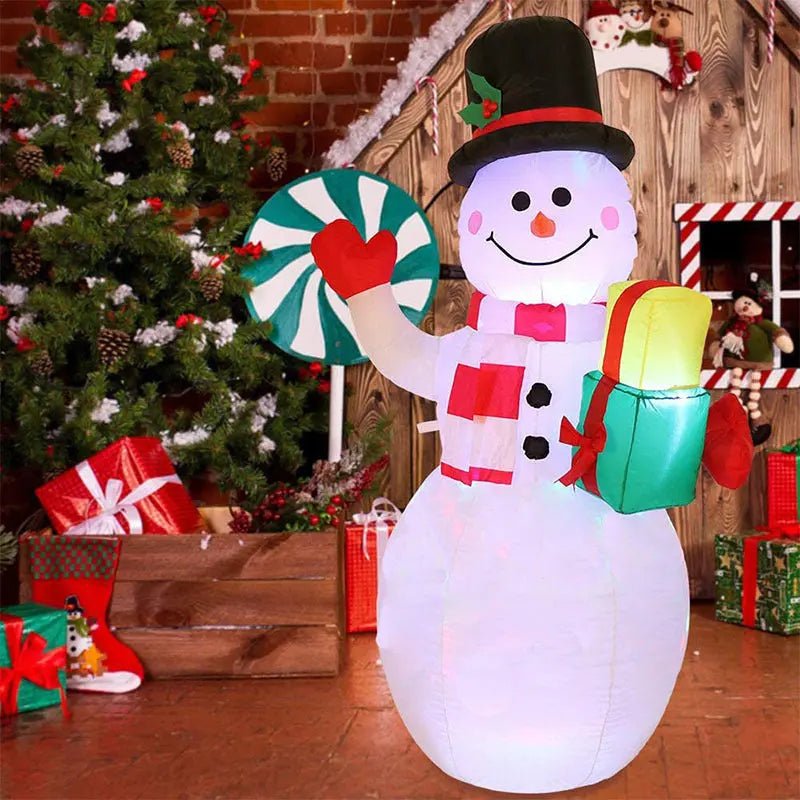 Christmas LED Lights Glowing Santa Tree Snowman Inflatable Doll Outdoor Yard Garden Decor - soilcommander