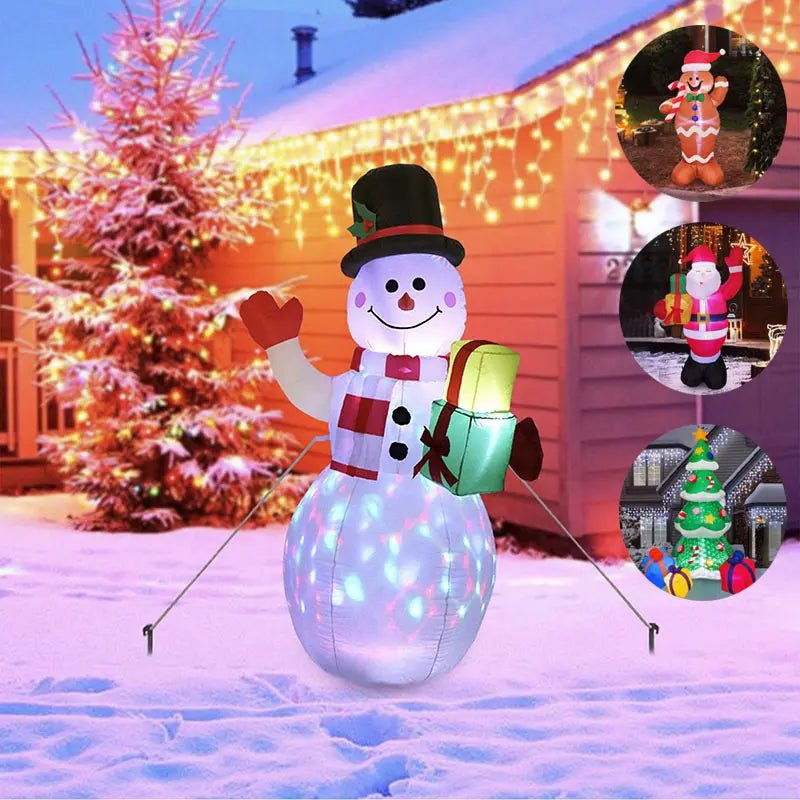 Christmas LED Lights Glowing Santa Tree Snowman Inflatable Doll Outdoor Yard Garden Decor - soilcommander