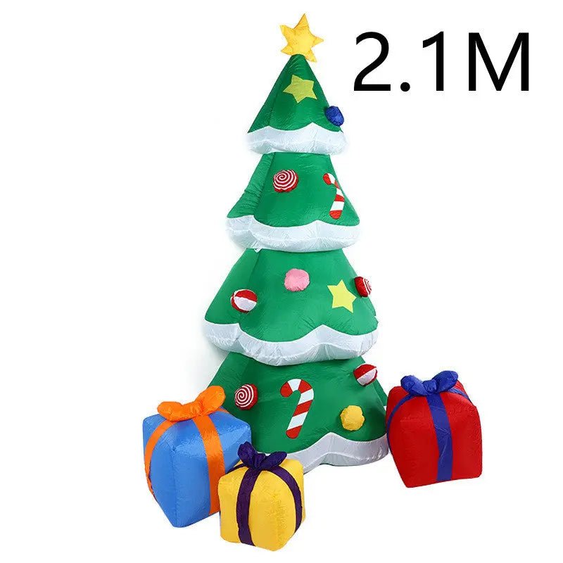 Christmas LED Lights Glowing Santa Tree Snowman Inflatable Doll Outdoor Yard Garden Decor - soilcommander