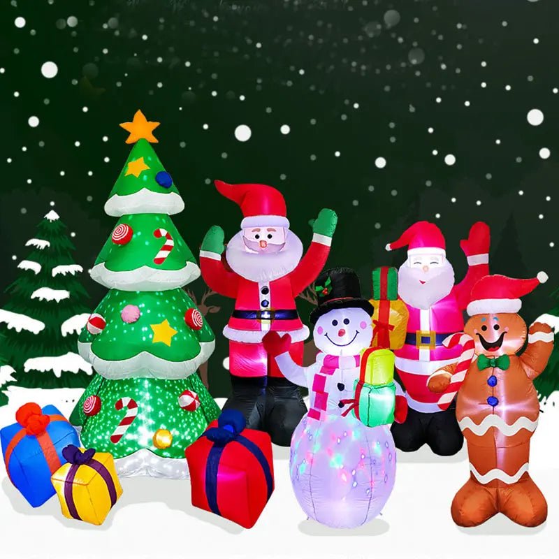 Christmas LED Lights Glowing Santa Tree Snowman Inflatable Doll Outdoor Yard Garden Decor - soilcommander