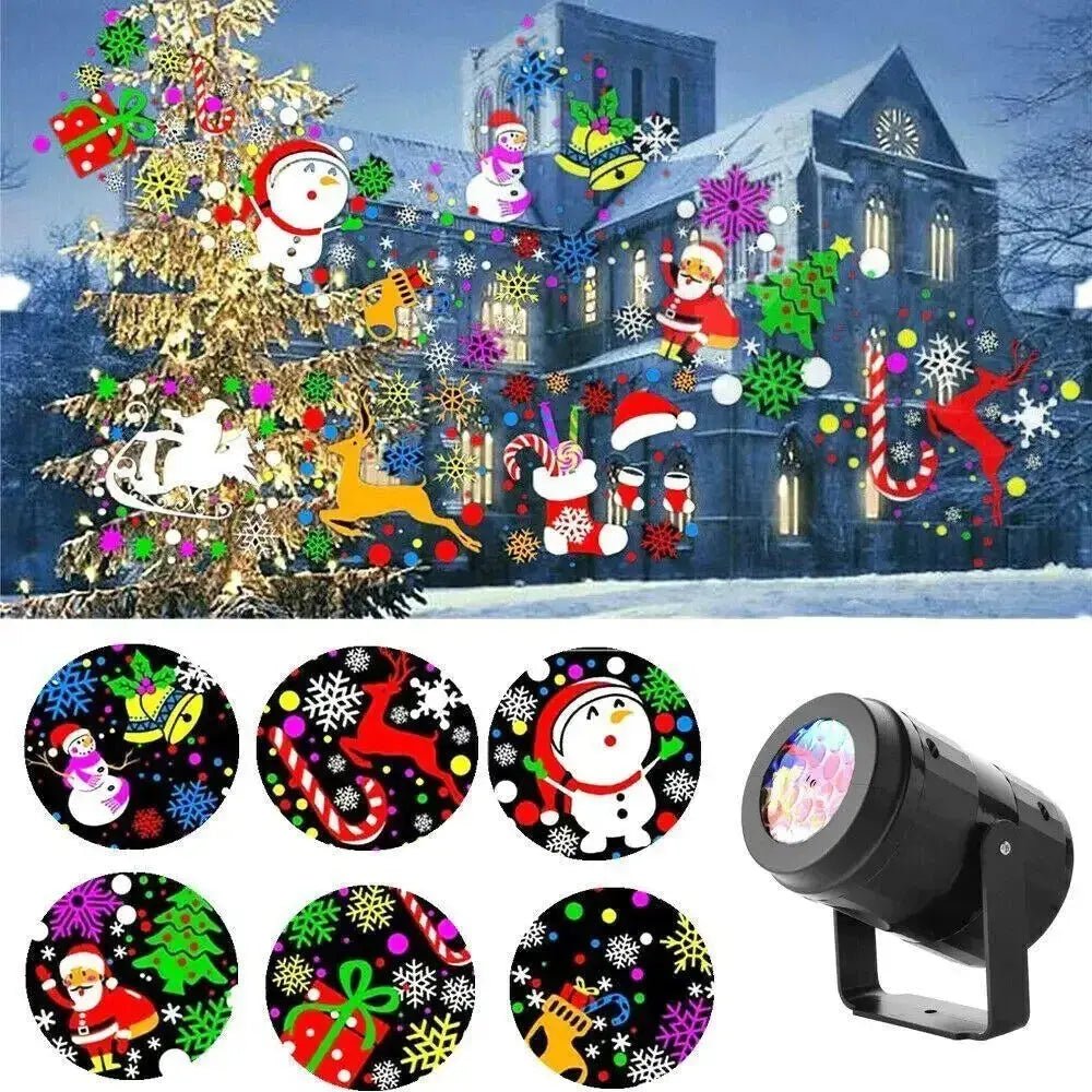 Christmas Party Lights Snowflake Projector Light Led Stage Light Rotating Xmas Pattern Outdoor Holiday Lighting Garden Christmas Decor - soilcommander