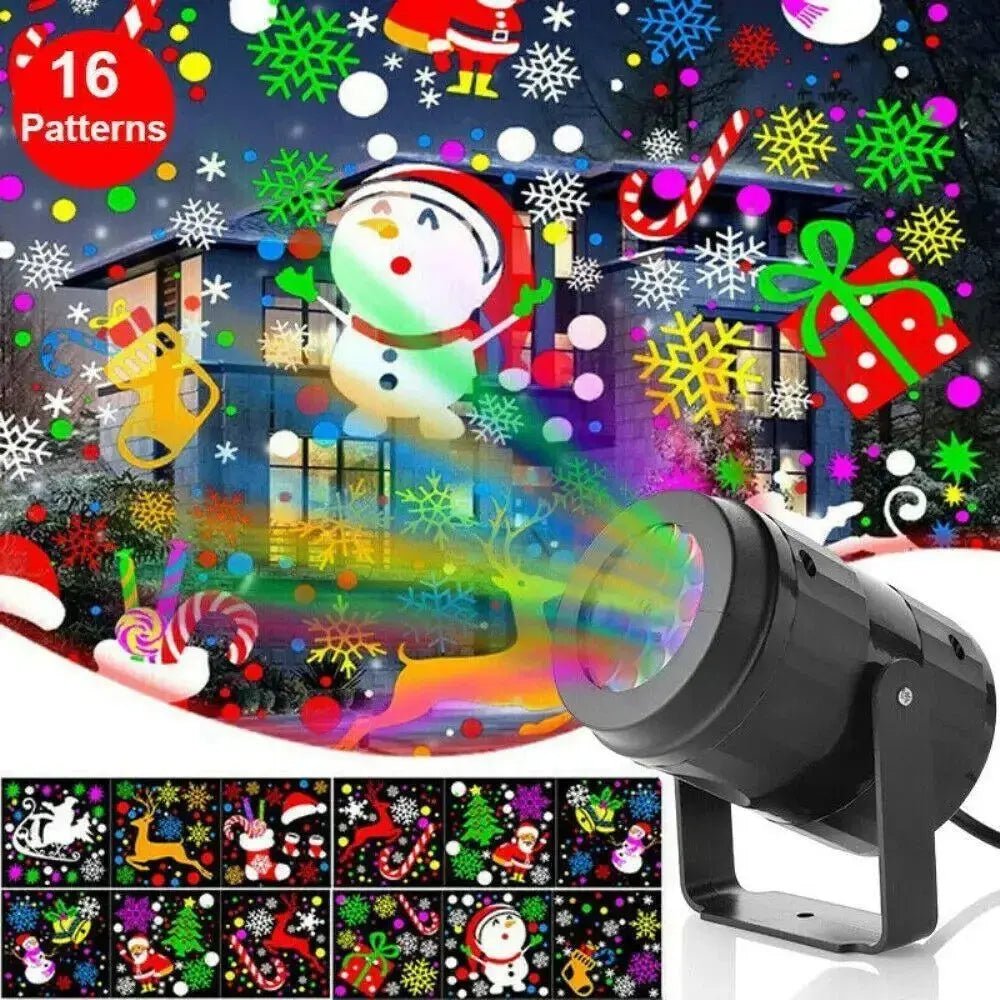 Christmas Party Lights Snowflake Projector Light Led Stage Light Rotating Xmas Pattern Outdoor Holiday Lighting Garden Christmas Decor - soilcommander