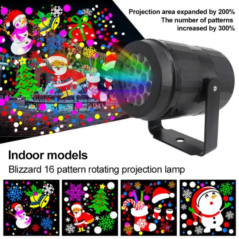 Christmas Party Lights Snowflake Projector Light Led Stage Light Rotating Xmas Pattern Outdoor Holiday Lighting Garden Christmas Decor - soilcommander
