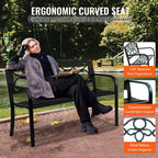 Classic Metal Garden Bench with Floral Backrest, 50 - Inch - soilcommander