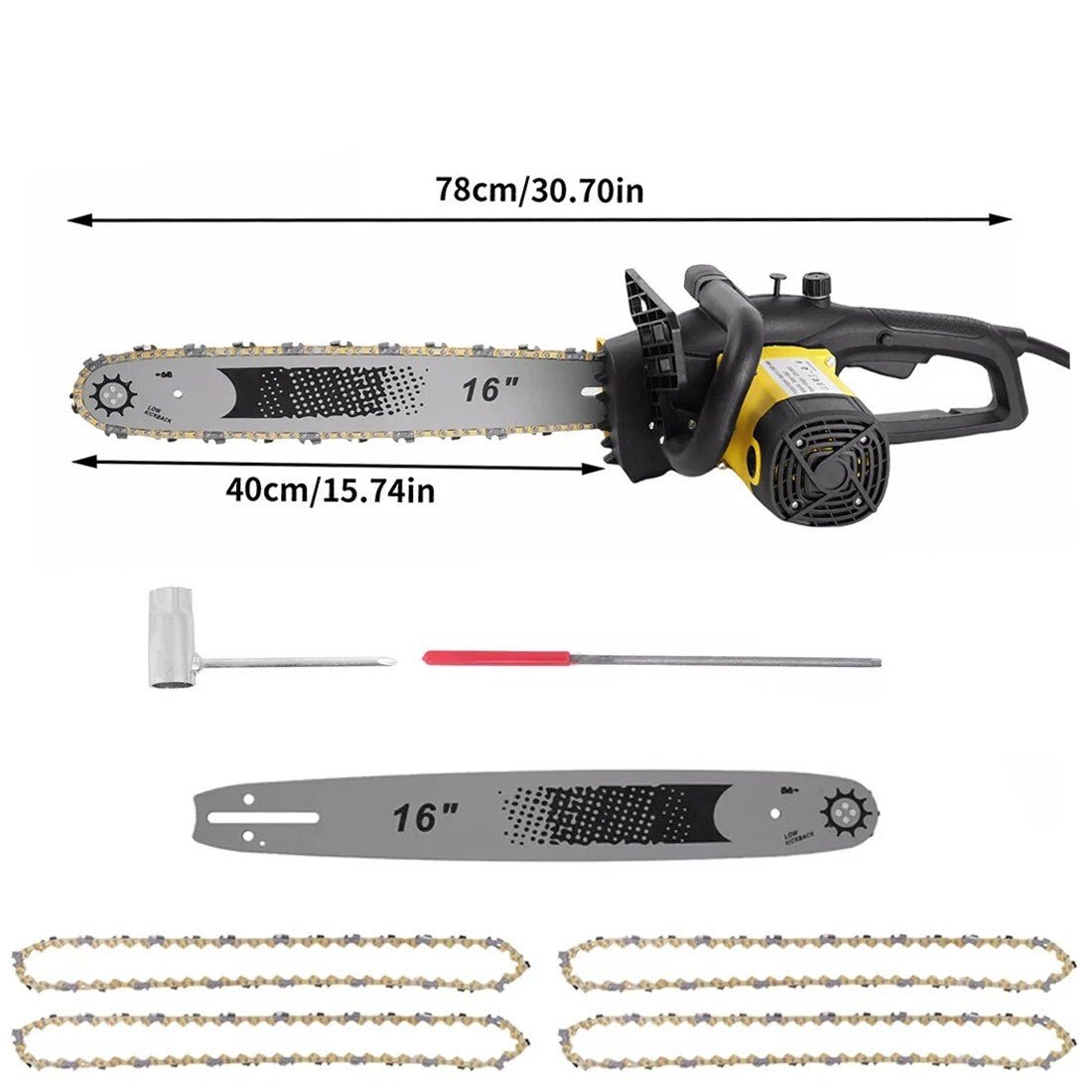 Corded Chainsaw UK: 2500W 40cm Bar For Garden Clearance - soilcommander