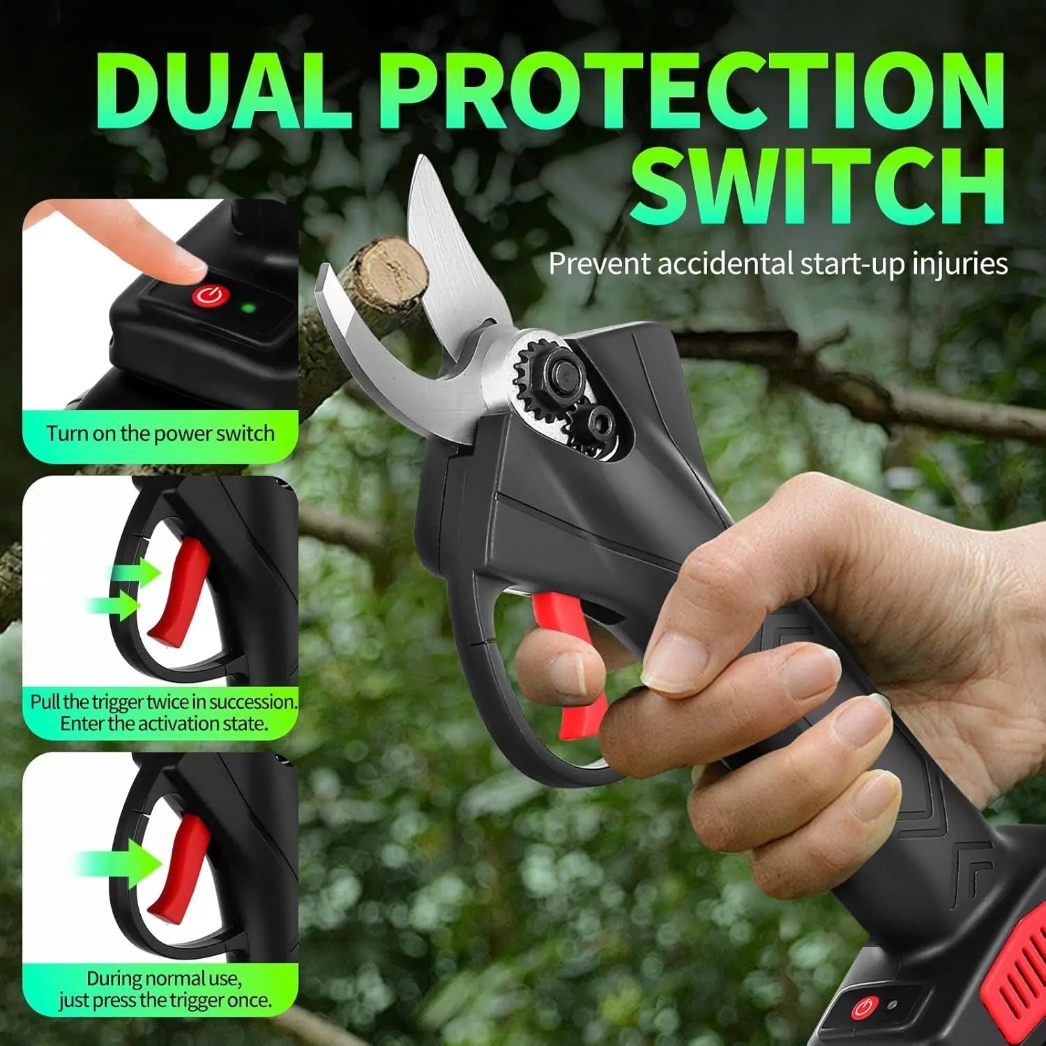 Cordless Electric Tree Pruning Shears With 2PCS 2Ah Lithium Battery - soilcommander