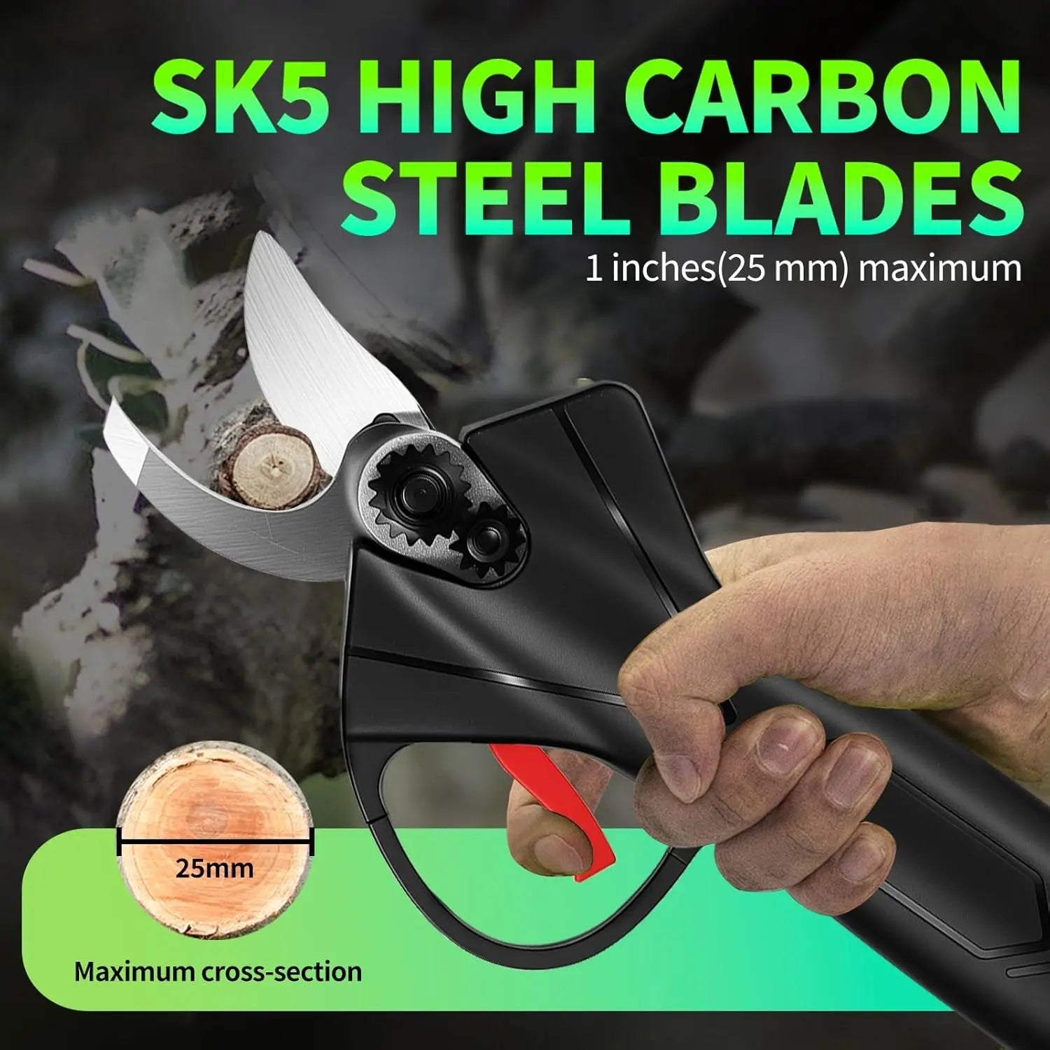 Cordless Electric Tree Pruning Shears With 2PCS 2Ah Lithium Battery - soilcommander