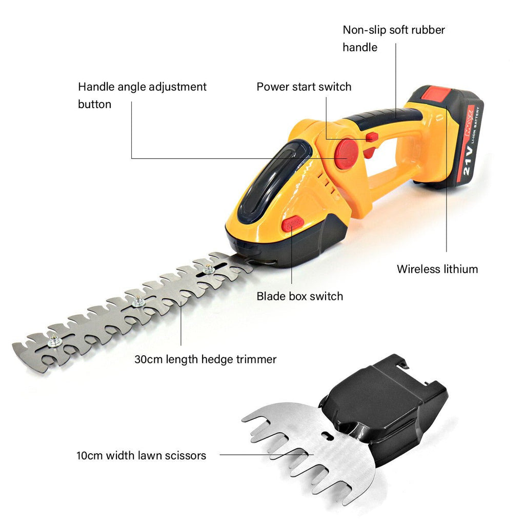 Cordless Hedge Trimmer & Grass Shear 21V Kit - soilcommander