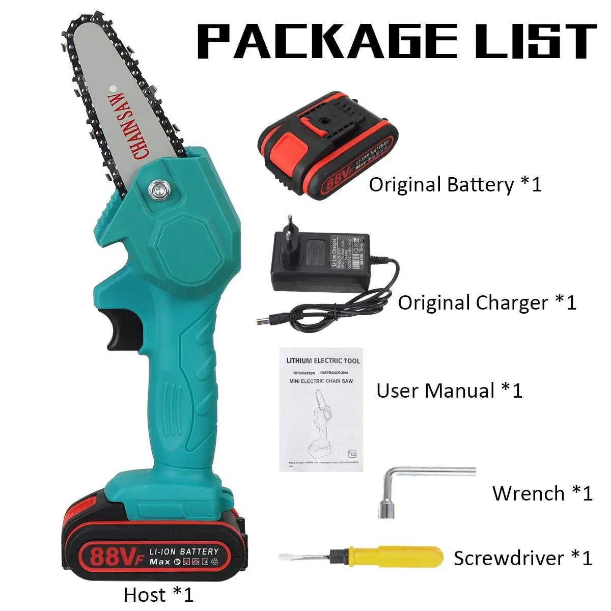 Cordless Mini Chainsaw Rechargeable Electric Saw for Tree Trimming - soilcommander