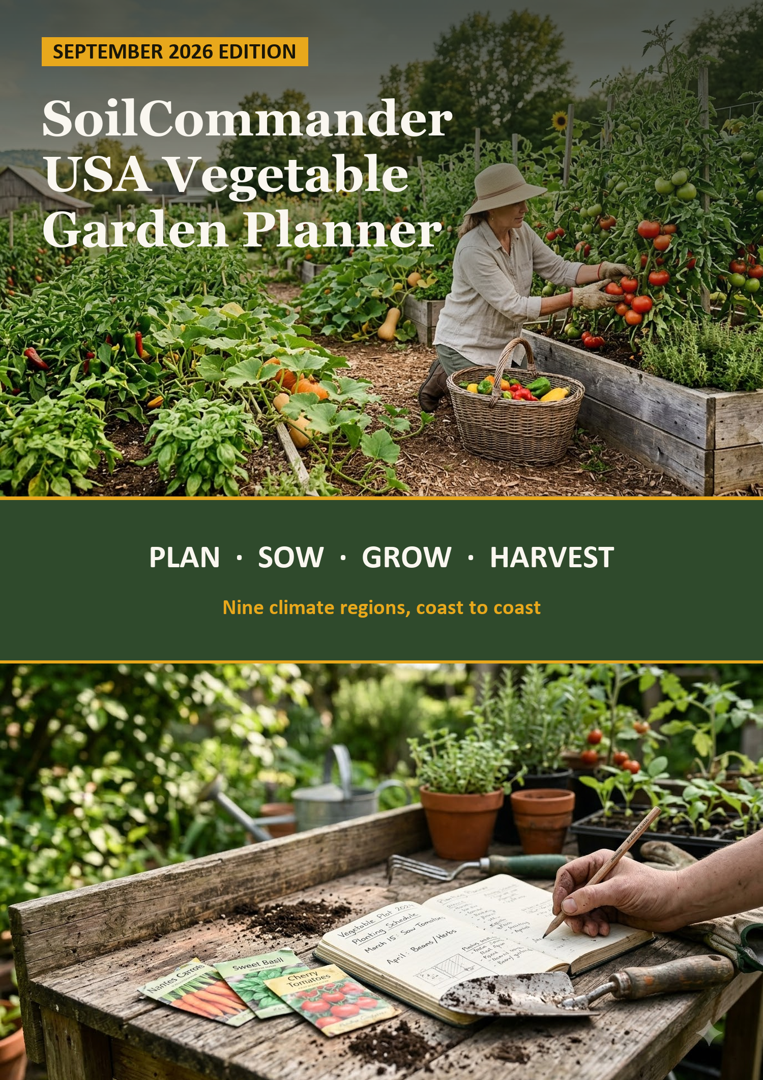 USA vegetable garden planner PDF cover — printable planting planner