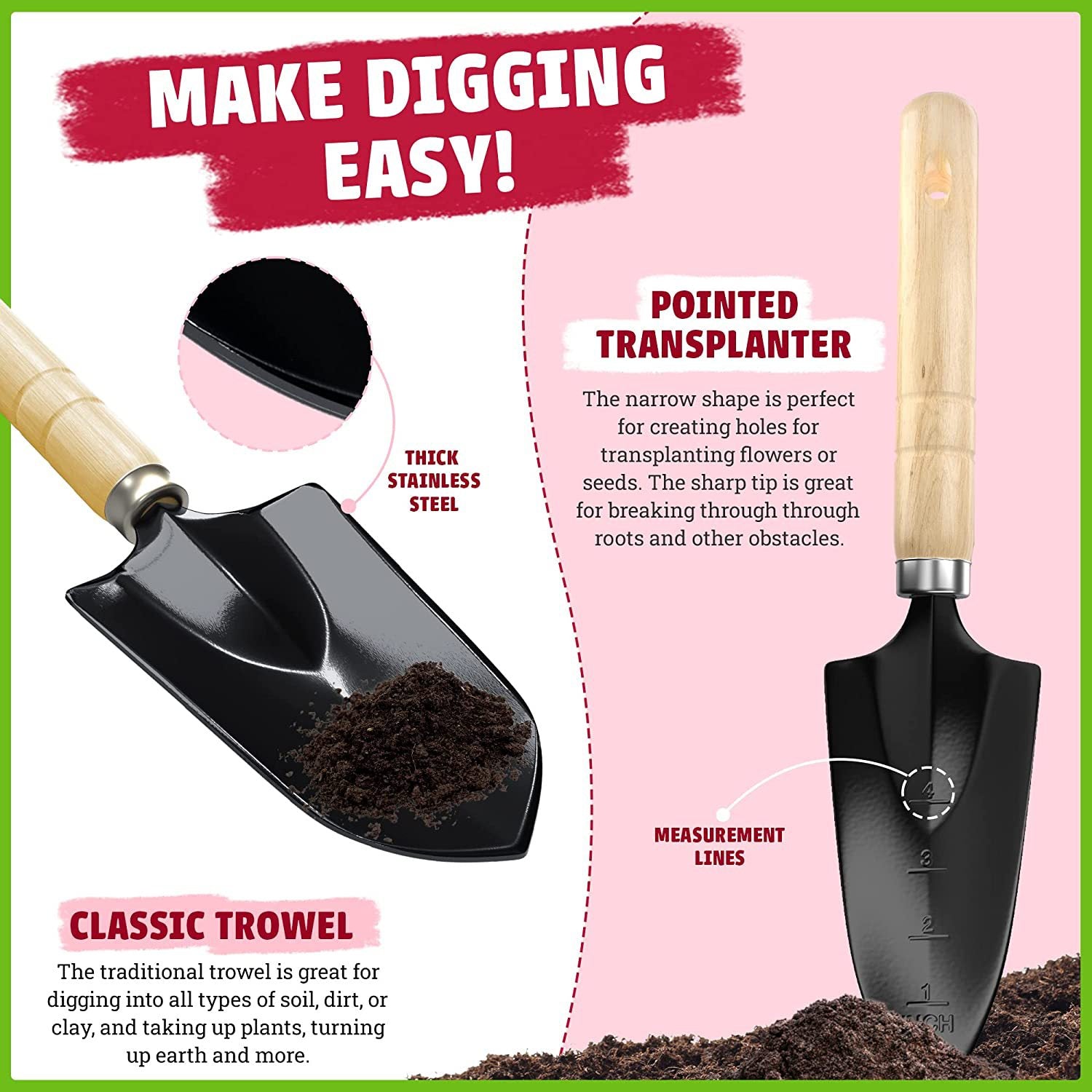 Premium Stainless Steel Gardening Tools Kit – Grow, Dig, Plant with Ease