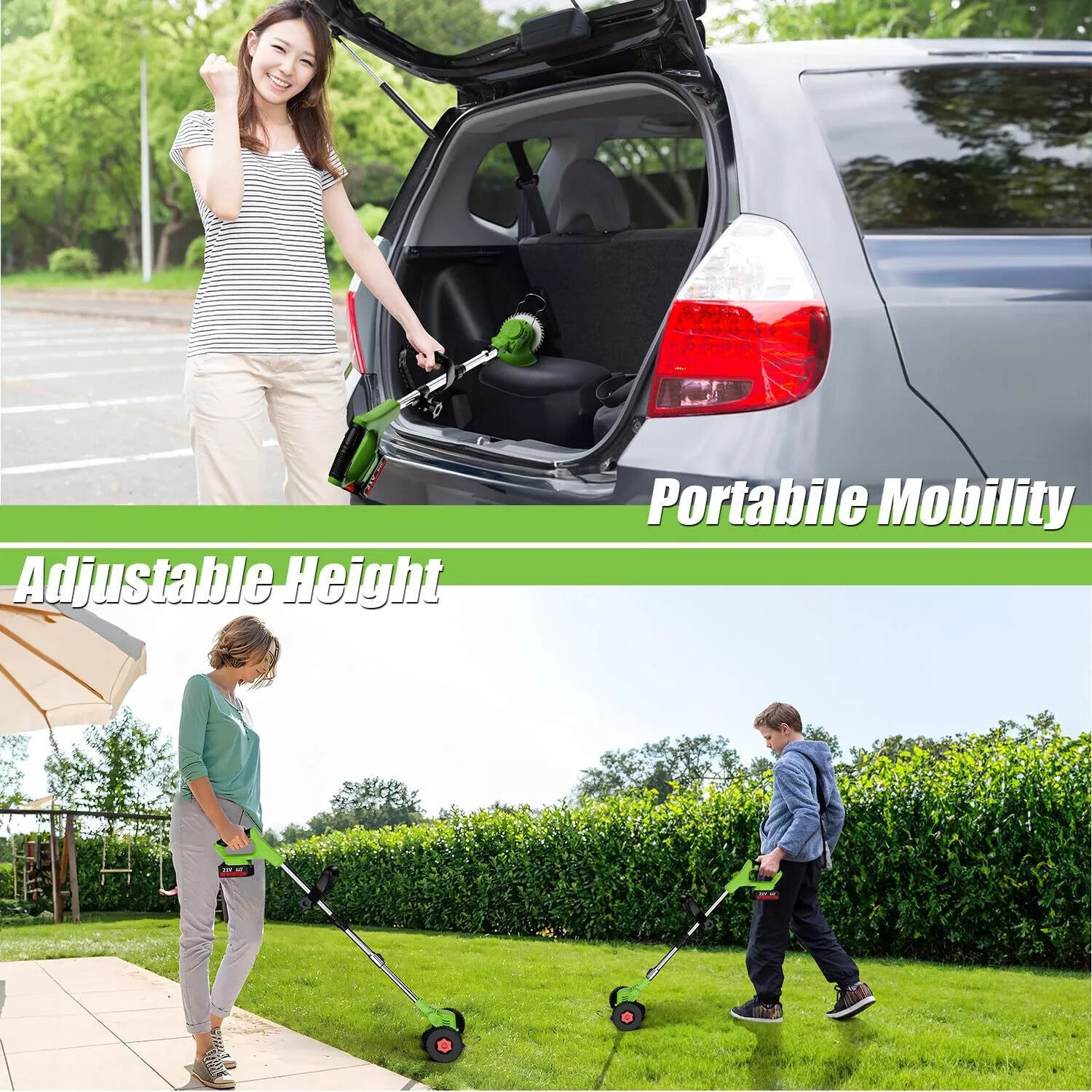 21V Cordless Strimmer Grass Trimmer Tree Cutter Garden Edger Electric 2Batteries