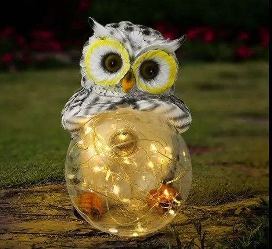 Factory Direct Sales Of Solar LED Resin Amazon Owl Hug Ball Outdoor Villa Garden Landscape Light 1