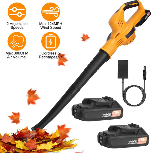 Powerful 2-Speed Cordless Electric Leaf Blower with Dual Batteries and Charger 1